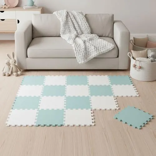 LittleTom Spielmatte Baby Puzzlematte Mint & Weiß