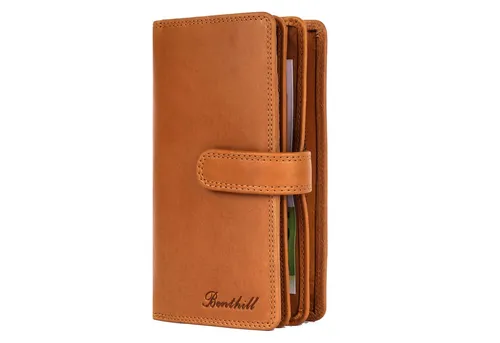 Benthill Geldbörse Damen Groß Leder Portemonnaie RFID Vintage XXL Geldbeutel Echt-Leder, RFID-Schutz Kartenfächer Münzfach Reißverschlussfach