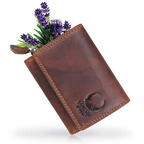 Corno d´Oro Premium Geldbörse Damen Klein mit RFID Schutz - Damen-Geldbörse aus hochwertigem Echtleder im Vintage Look, handgefertigt und mit RFID-Blocker für sicheren Schutz Ihrer Karten. Perfekt für jede Handtasche!