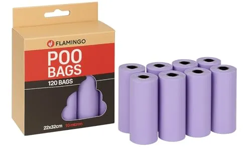 Kotbeutel für Hunde – Hundetüten – 120 Stück – Größe 22x32 cm – Flamingo Pastellrosa