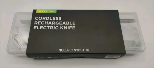 NutriChef Elektrisches Küchenmesser – Akku-Messer mit Edelstahlklingen, USB-C, Schwarz