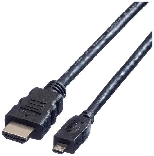 Value HDMI Anschlusskabel HDMI-A Stecker, HDMI-Micro-D Stecker 2.00 m Schwarz 11.99.5581 Geschirmt HDMI-Kabel