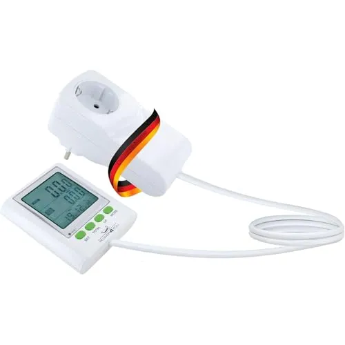 SCHWAIGER 661576 Stromkostenmessgerät - Steckdosenadapter zur genauen Messung Ihres Stromverbrauchs, inkl. separatem Display mit Kabelverlängerung für einfaches Ablesen, ideal zur Vermeidung von Stromfressern.