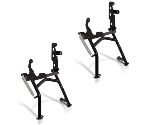 ConStands Motorradheber für Kawasaki KLE 500 - 2x Hauptständer in Schwarz - Wagenheber für Kawasaki KLE 500, bietet sicheren Stand und Schräglagenfreiheit, ideal zum Überwintern und für Wartungsarbeiten, Lieferung anbaufertig mit ABE.