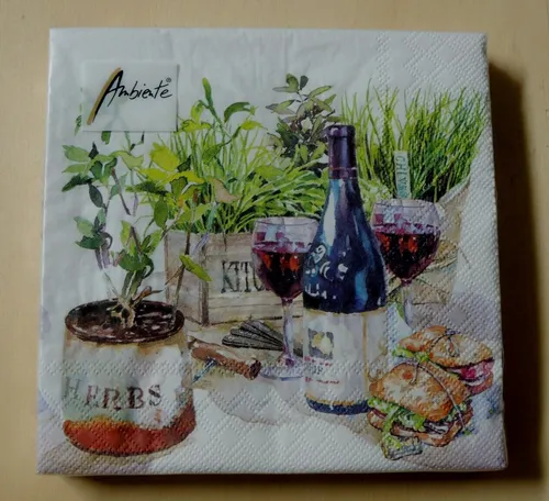 Servietten Wein Kräuter 1 Packung OVP  Motivservietten Rotwein wine herbs 20