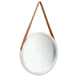 vidaXL Wandspiegel mit Gürtel 50 cm Silbern in grau von vidaXL