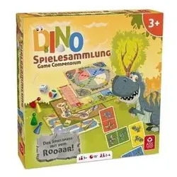 Cartamundi Spiel Dino Spielesammlung - Spiele-Sammlung für Dino-Fans ab 3 Jahren, fördert soziale Fähigkeiten und Farben-Wiedererkennung mit 2 Spielbrettern, Würfeln und einem Domino-Set.