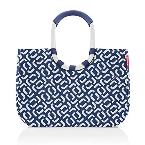 reisenthel loopshopper L in Signature Navy - Damen-Shopper mit silbernem Rahmen, wasserabweisend und aus recycelten PET-Flaschen – ideal für Alltag und Freizeit mit viel Stauraum und praktischem Design.