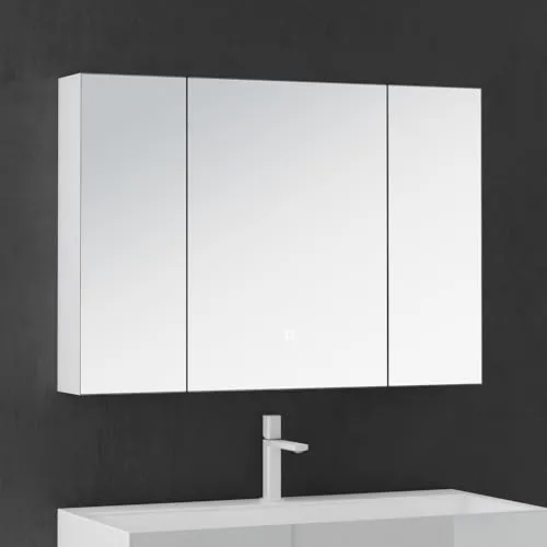 doporro Spiegelschrank mit Beschlagfreiem Spiegel – 100x15x70cm, Matt Weiß