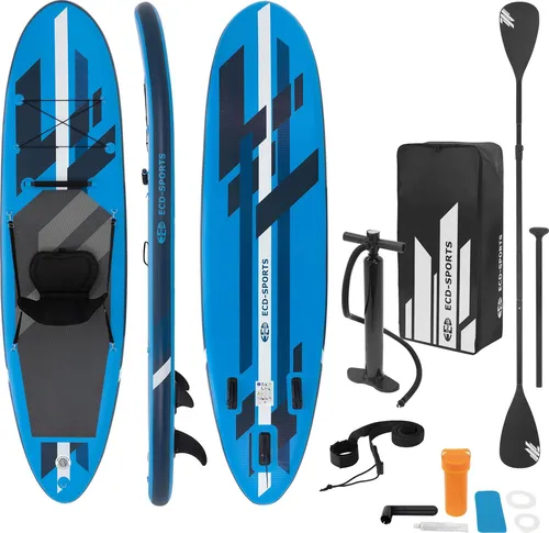 ECD Germany Aufblasbares Stand Up Paddle Board mit Kajak Sitz - Aufblasbares SUP Board 320x82cm für bis zu 120kg, inkl. Tragetasche und Zubehör. Verwandelt sich schnell in ein Kajak und bietet hohe Stabilität für alle Paddler.