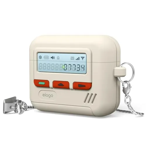 Produktbild elago Pager Hülle Kompatibel mit AirPods der 4. Generation Hülle, Schutzhülle Kompatibel mit AirPods 4, Karabiner inklusive, Stoßfest, Voller Schutz, Für Männer, Für Frauen (Taupe)