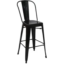 Proregal Barhocker mit Lehne | Sitzhöhe 77cm | Metall Industriedesign | Schwarz | Barstuhl Tresenhocker mit Lehne
