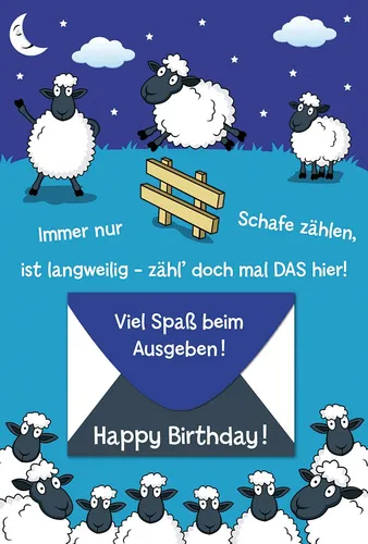 Geburtstag - Geldkarte - Glückwunschkarte im Format 11,5 x 17 cm mit Briefumschl