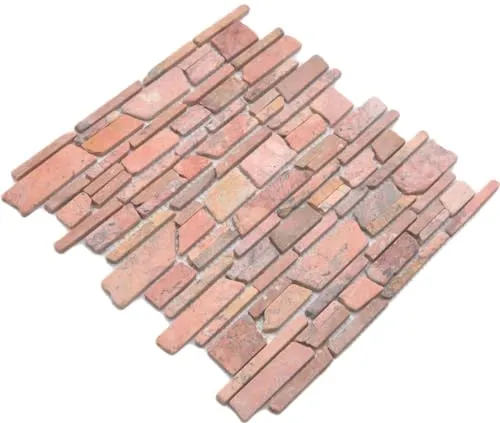 Mosaik Fliese Marmor Naturstein rot Brickmosaik Rossoverona für BODEN WAND BAD WC DUSCHE KÜCHE, Mattengröße: 305x305 = 0,09 qm, Steingröße: 25-105x15x8 mm - 1 Matte