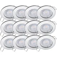 Oktaplex 12er Set Einbaustrahler Sedan Stufenlos Dimmbar Warmweiß 3000K 380lm 5W Chromoptik Deckenspot