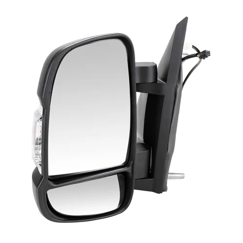 Manueller Außenspiegel links für Fiat Ducato 250 - Robuster, manuell verstellbarer Außenspiegel in Schwarz, ideal für eine kostengünstige Reparatur. Perfekt für Linkslenker-Fahrzeuge mit Blinklichtfunktion.