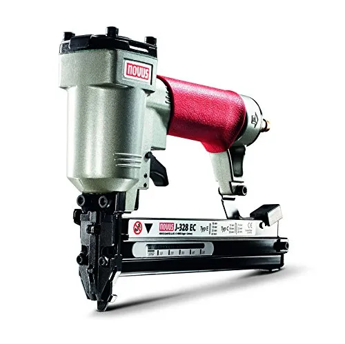 Novus Tacker J-328 - Profi Druckluftnagler für präzise Vertäfelungsarbeiten - Tacker für Schmalrücken-Klammern bis 28 mm und Nägel bis 30 mm. Ideal für schwer zugängliche Stellen mit Schalldämpfung und praktischem Koffer.
