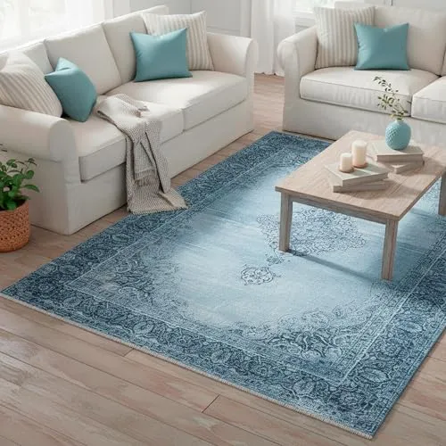 Kelim Vintage Teppich Wohnzimmer Jeans Blau 195 X 280 cm von TESSO LIVING