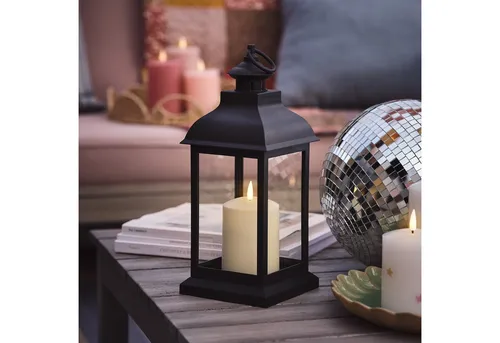 Lights4fun LED Laterne Trentham mit TruGlow® Kerze in schwarz von Lights4fun