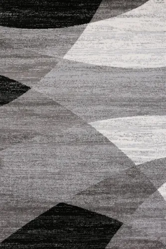 VIMODA Teppich Geometrisches Muster Meliert in Grau Weiß Schwarz Kurzflor Läufer Wohnzimmer, Maße:60 x 110 cm