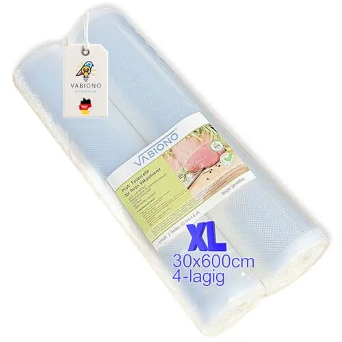 Vakuumrollen Vakuumierbeutel Premium Folienrollen Vakuumbeutel Beutel für Folienschweißgeräte (2 Rollen 30x600cm)