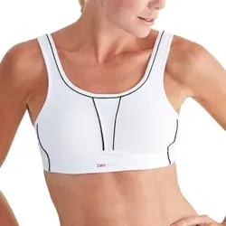 Swegmark Sport-BH für Damen, Gr. 105, Cup C, weiß - Funktionsunterwäsche für Sportlerinnen: Atmungsaktiver Sport-BH ohne Bügel mit maximaler Unterstützung und flexiblen, wattierten Trägern – ideal für intensives Training.