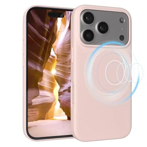 EAZY CASE Magnetische Silikon Hülle für iPhone 17 Pro - MagSafe-kompatibel, Premium-Liquid-Silikon, Stoßfest, Kameraschutz, Mikrofaser-Innenfutter, Slim Cover Handyhülle Bumper - Altrosa Rosa