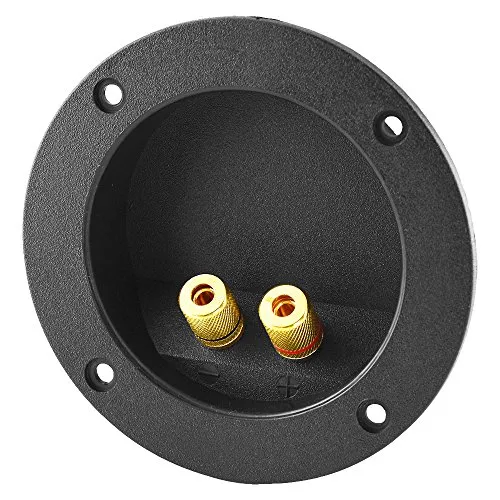 BestPlug Audio Lautsprecher Boxen Einbau-Buchse Terminal rund, vergoldet, Schwarz