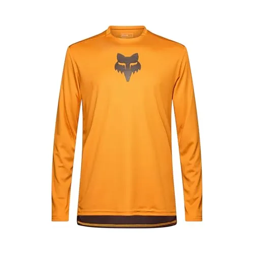 Fox Herren Ranger Fox Head Trikot (Größe M, orange) - Radtrikots, vielseitiges MTB-Trikot aus recycelten Materialien mit feuchtigkeitsableitendem Mesh für optimalen Komfort beim Radfahren.