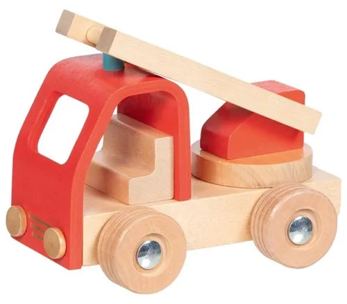 Goki Feuerwehrwagen Holzspielzeug mit Leiter für Kinder