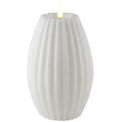 Stumpenkerze LED Weiß gerillt 10 x 15cm in weiß von Deluxe Homeart