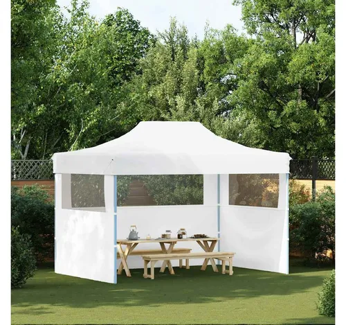 furnicato Faltbares Partyzelt Weiß 280x410x315 cm - Vielseitiges faltbares Partyzelt für Outdoor-Events mit robustem 600D Oxford-Gewebe, das UV- und Wasserbeständigkeit bietet. Ideal für Feiern, Märkte und Camping. Stabiler Stahlrahmen und einfach zu transportieren.