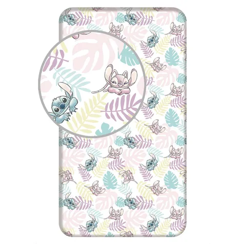 Lilo & Stitch Spannbettlaken 90x200 cm aus 100 % Baumwolle mit 25 cm Steghöhe