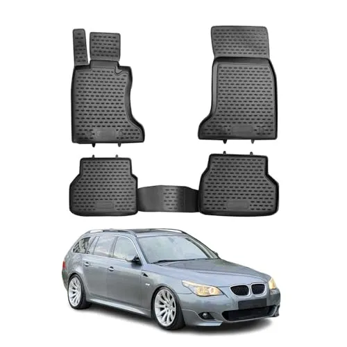 OMAC Auto-Fußmatten für BMW 5er E60 E61 - Fahrzeugspezifische Automatten aus TPE, rutschfest und wasserfest für optimalen Schutz und einfache Reinigung. Perfekte Passform für Ihr Fahrzeug!