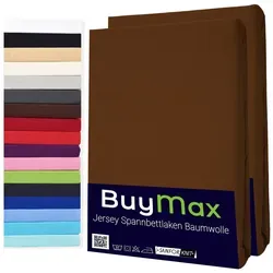 Buymax Spannbettlaken 2er Set, 100% Baumwolle, Pflegeleicht in braun von Buymax