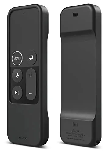 elago R1 Intelli Case Cover Silikonhülle Kompatibel mit Apple TV 4K 4. und 5. Generation Siri Remote Fernbedienung [Magnettechnologie] [Handgelenkschlaufe Inbegriffen] - Schwarz