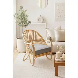 Mid.you Relaxsessel aus Holz und Rattan, 70x80.5x72 cm, mit Armlehnen - Entspannen Sie stilvoll im Mid.you Relaxsessel aus hochwertigem Holz und Rattan. Mit Armlehnen bietet er zusätzlichen Komfort und ist die perfekte Wahl für Ihr Wohnzimmer.