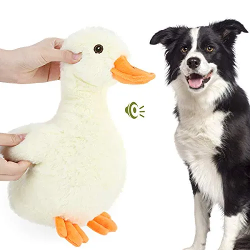 Pawaboo Plüschspielzeug für Hunde, Ente Plüsch Hundespielzeug Interaktiv Hundspielzeug mit Quietscher, Ungiftig Ultra Weich Robust für Hunde Katzen Beißen Spielen Training, 12 Zoll