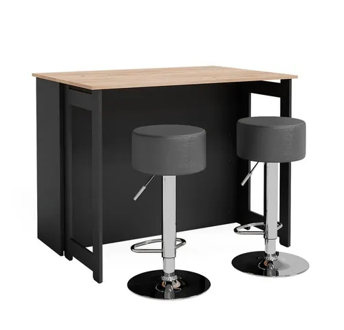 Vicco Bartisch Dominic Eiche Anthrazit - Barmöbel mit 4 offenen Fächern und 1 Tür, ideal für stilvolle Küchen und Esszimmer – praktisch und modern.