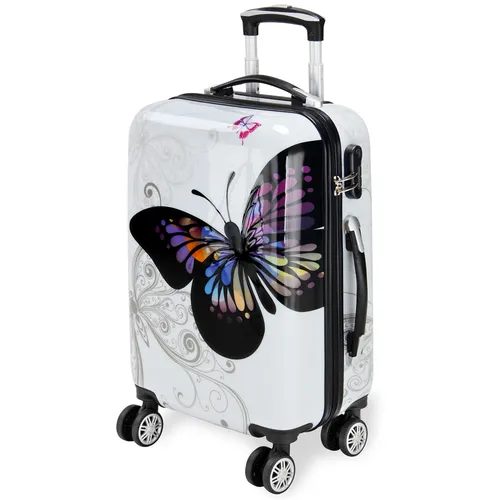 Deuba Hartschalen-Trolley M, Weiß - Koffer mit 4 Rollen und Zahlenschloss, leicht und robust aus Polycarbonat – ideal für stressfreies Reisen.