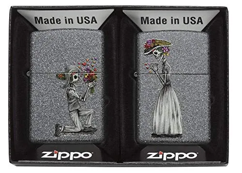 ZIPPO – Day of Dead Skulls 2er Set in silber von Zippo