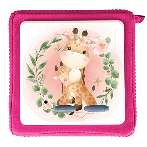 MeinBaby123® Schutzfolie kompatibel mit Toniebox | Schutzcover selbstklebend | Premium Qualität | Aufkleber passgenau I Folie Sticker I Toniebox Zubehör (Giraffen im Blumenkranz)