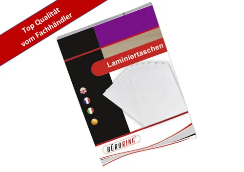 Laminierfolien DIN A7 125 Mic Marke 100 St. glänzend kopfverleimt im Karton top