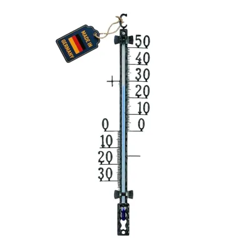 TFA Dostmann Analoges Thermometer, 12.5000, aus Metall, wetterfest, 16, 5cm hoch, mit Befestigungsmaterial, Außentemperatur, Außen, schwarz