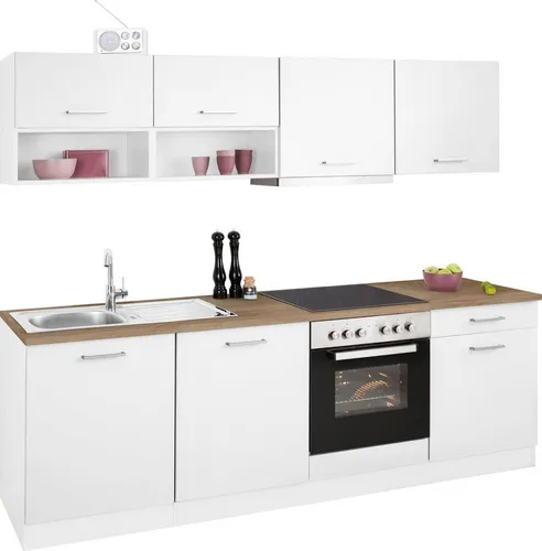 KOCHSTATION Küchenzeile KS-Visby, mit E-Geräten, Breite 240 cm inkl. Geschirrspülmaschine