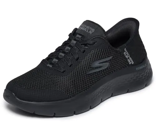 Skechers GO WALK FLEX - GRAND ENTRY Slipper - Bequeme Slipper in Größe 36 und schwarzer Farbe, ideal für den Alltag mit flexiblem Synthetik-Obermaterial für optimalen Tragekomfort.