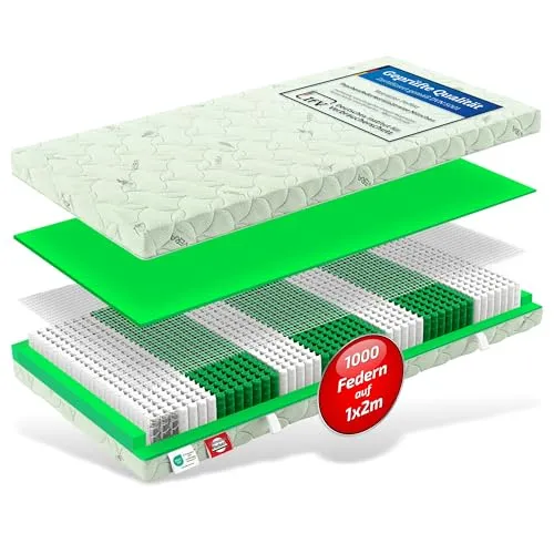 Matratzen Perfekt 1000 Taschenfeder Matratze München - Matratzen mit 1000 Taschenfedern für optimale Druckentlastung und ergonomische Unterstützung. Der Aloe-Vera Bezug sorgt für ein hygienisches Schlafklima, ideal für Allergiker.