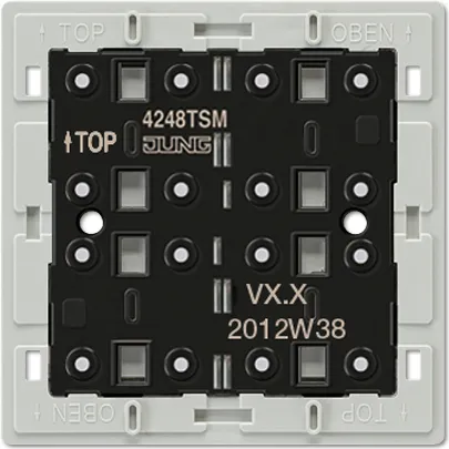 Jung 4248TSM Tastsensor-Modul 24 V AC/DC - 4-kanaliges Tastsensor-Modul mit 8 Schaltpunkten und 8 roten LEDs zur Schaltzustandsanzeige, ideal für die Integration in Relaisstationen oder Steuersysteme.