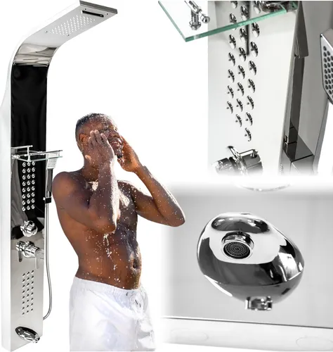 Duschpaneel modern Chrom 4 Modi Regendusche mit Hydromassage