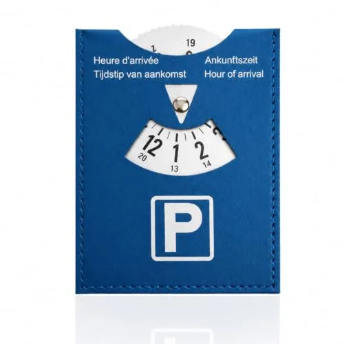 Maggasacca Parkscheibe europäisch, weiches Kunstleder luxuriös, Blaue Zone mit Flexibler Einstellung, Parkscheibe elegant, 15 × 11 cm, für Auto Motorrad Wohnmobil
